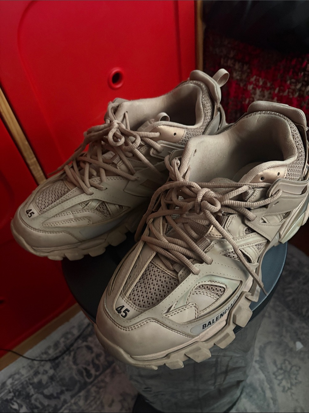 Balenciaga Men's Track Sneakers in Light Beige